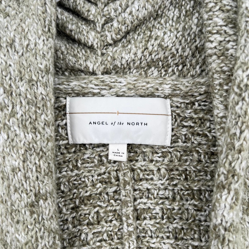 ANTHROPOLOGIE ANGEL OF THE NORTH Sweater Womens Large Green Open Knit Cardigan - Picture 6 of 10